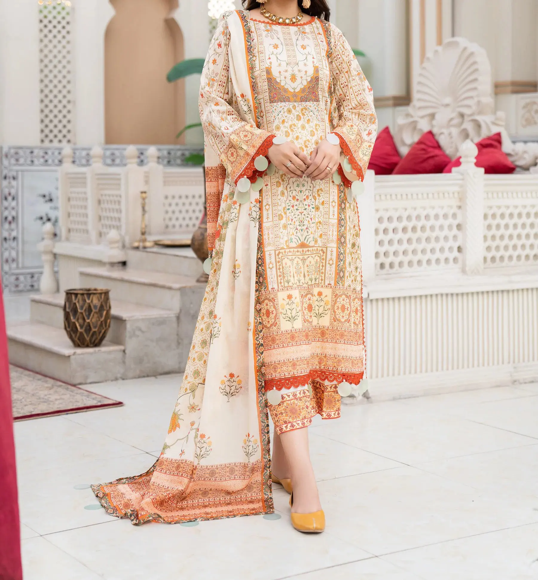 Jacquard Unstitched Digital Printed Lawn