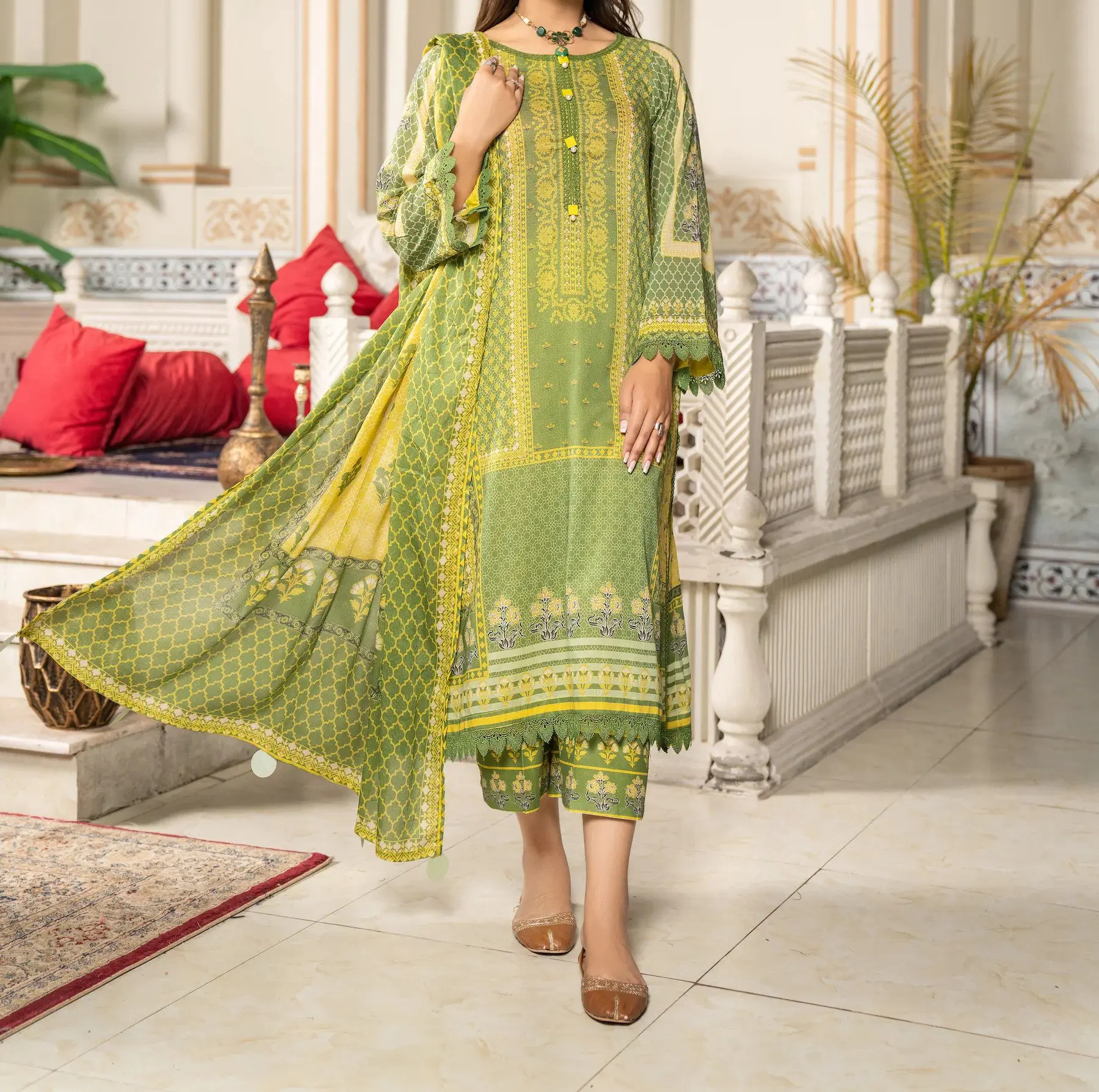 Jacquard Unstitched Digital Printed Lawn