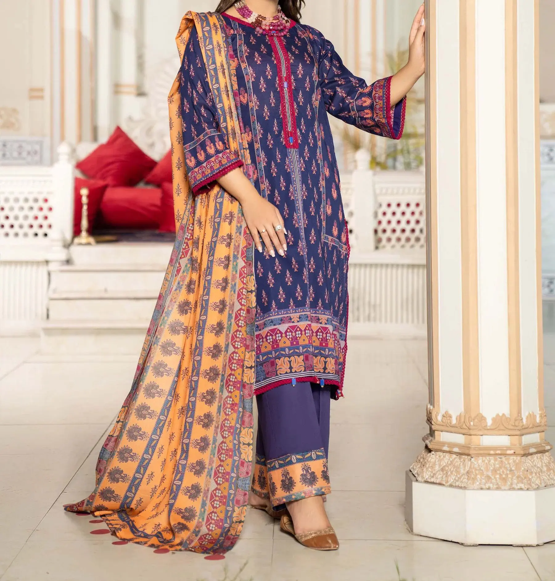 Jacquard Unstitched Digital Printed Lawn