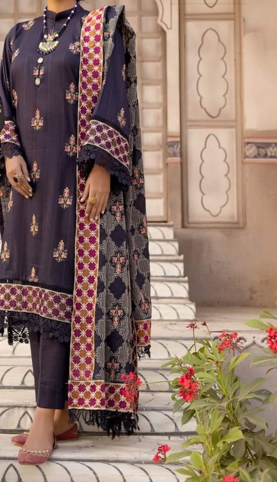 ABRISH Embroidered Karandi