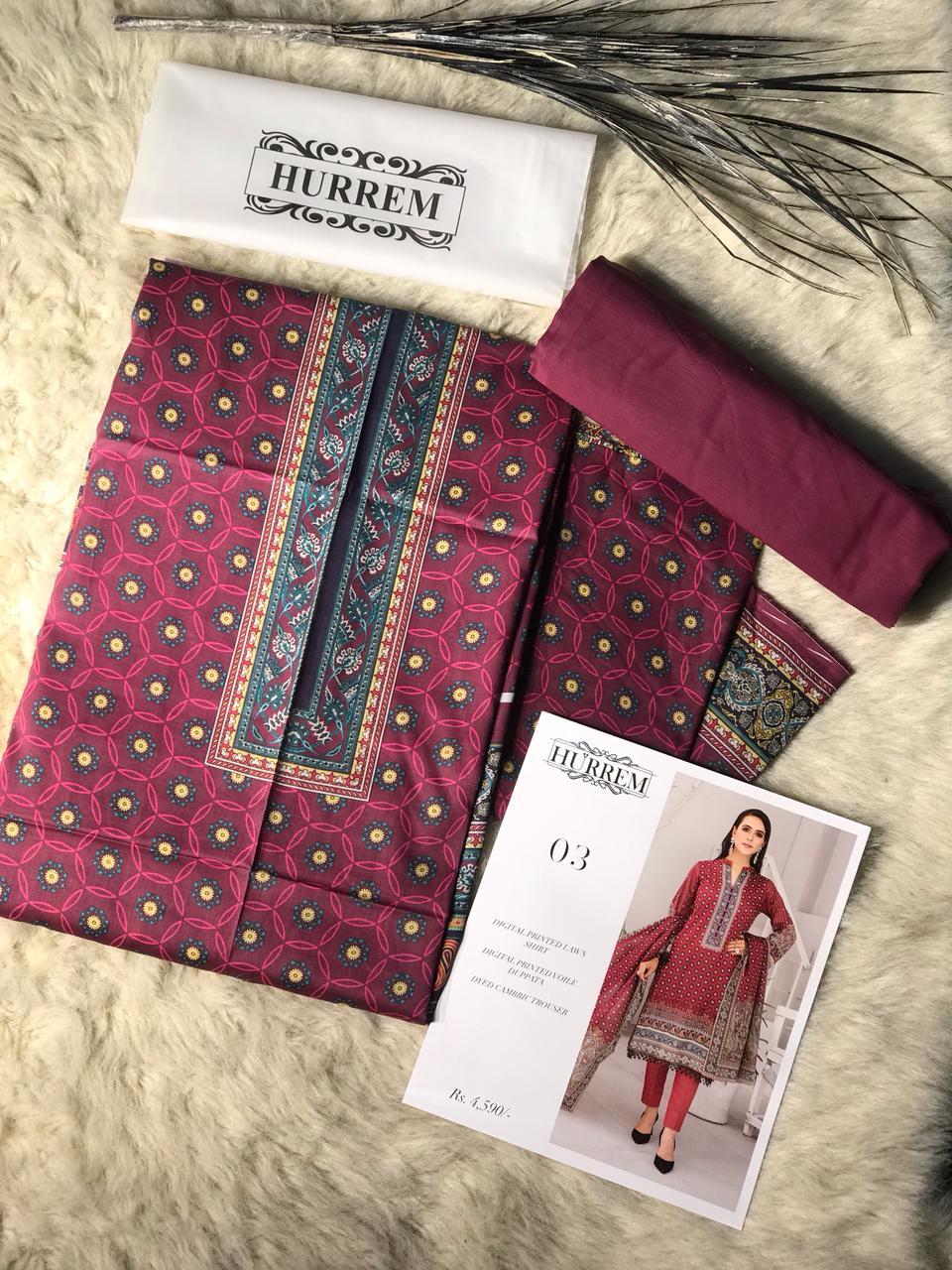 Hurrem Brand Digital Printed Lawn